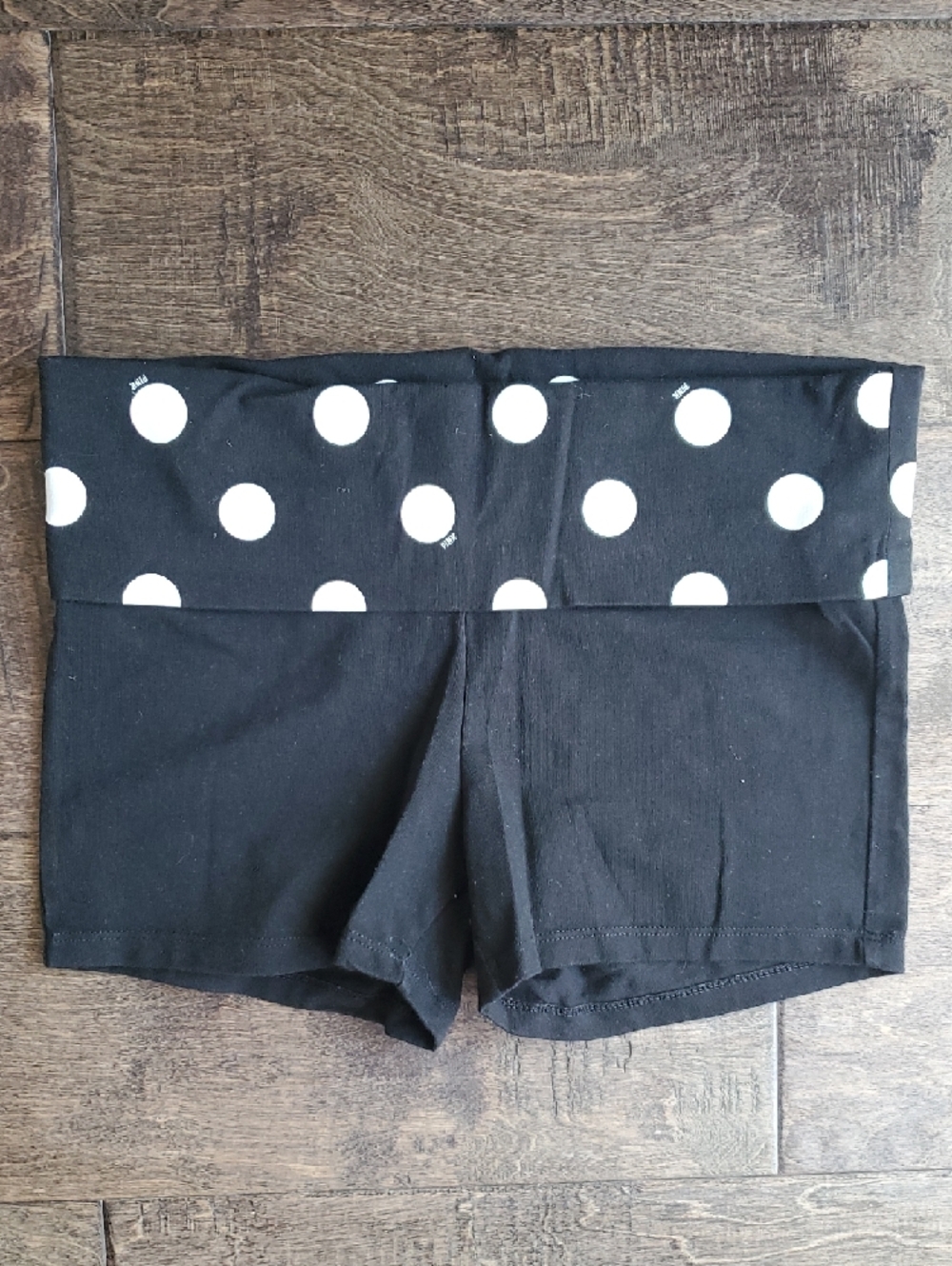 PINK Victoria's Secret Black Polka Dot Logo Bike Shorts - Picture 2 of 4